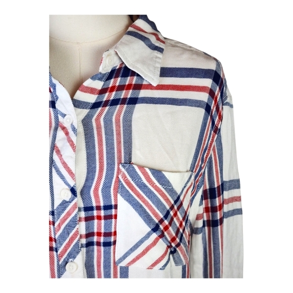 BLL New York Collegiate Plaid Button Down Shirt Red White Blue Size S - Picture 2 of 7